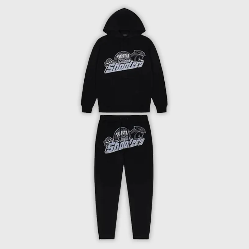 Trapstar Shooters Hooded Tracksuit - Black / Sky Blue