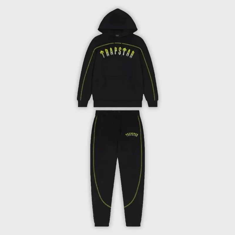 Trapstar x Central Cee Irongate Chenille Arch Hooded Tracksuit - Black / Yellow