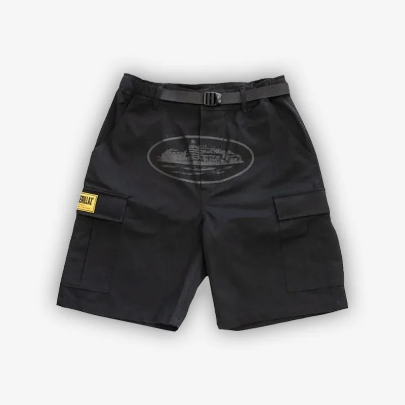Corteiz RTW OG Alcatraz Cargo Shorts - Triple Black