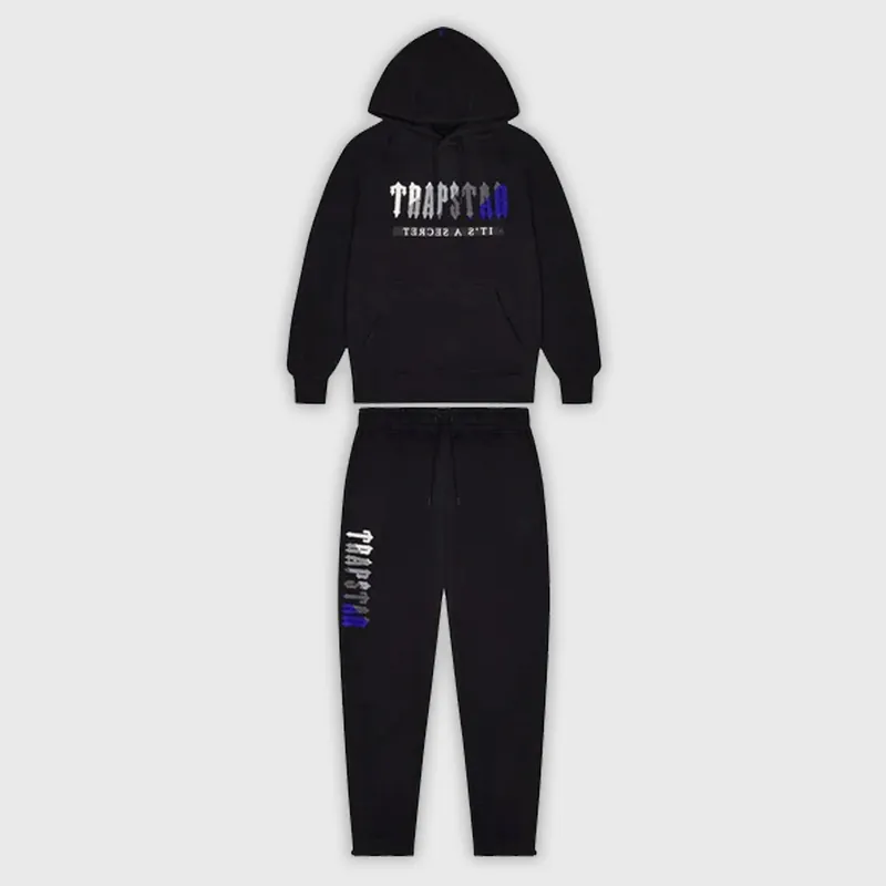 Trapstar Chenille Decoded 2.0 Hooded Tracksuit - Black / Dazzling Blue