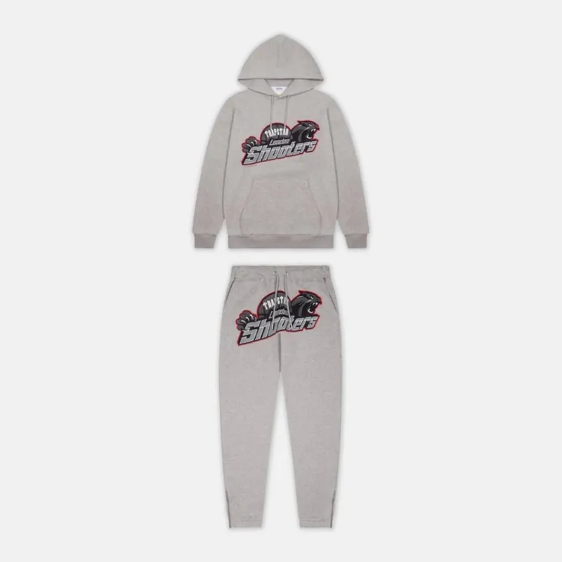 Trapstar Shooters Hooded Tracksuit - Grey / Red