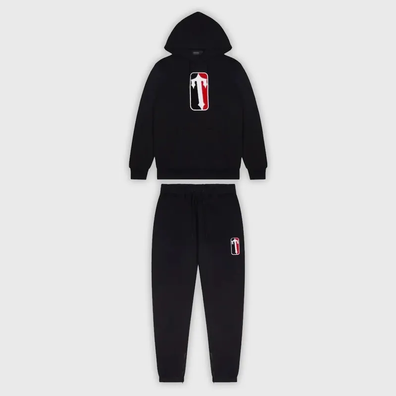Trapstar Chenille Trap League Hooded Tracksuit - Black / Red