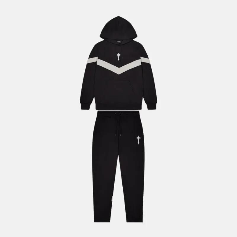 Trapstar V Stripe Hooded Tracksuit - Black / Grey
