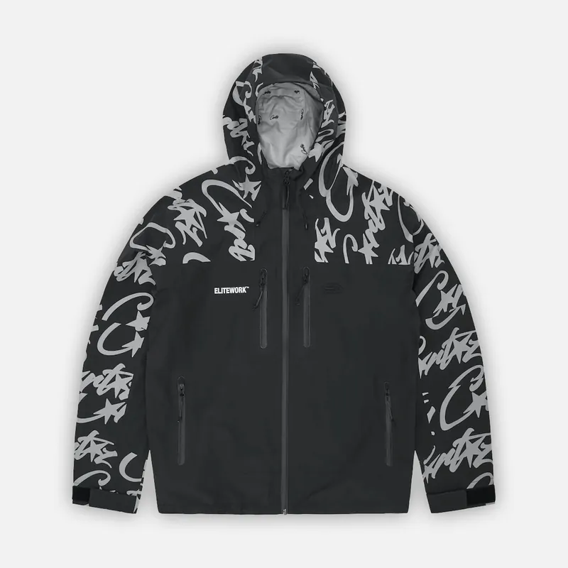 Corteiz RTW Elitework Waterproof Shell Jacket - Black