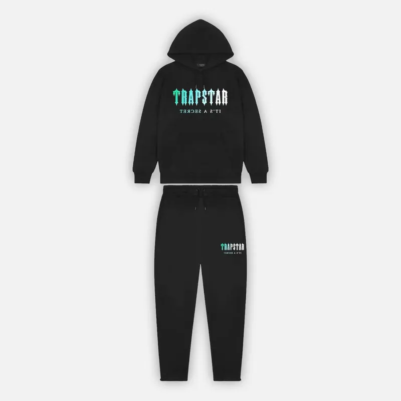 Trapstar Decoded Hooded Tracksuit - Black / Teal Gradient