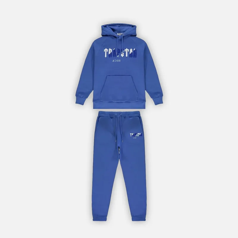 Trapstar Chenille Decoded Hooded Tracksuit - Dazzling Blue / White