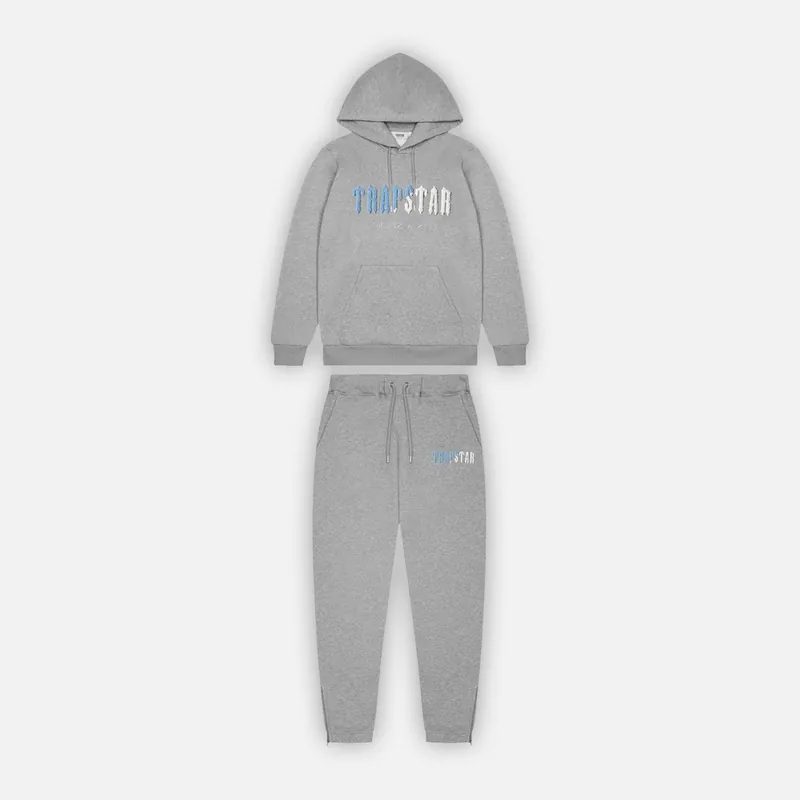 Trapstar Chenille Decoded Hooded Tracksuit - Grey Ice