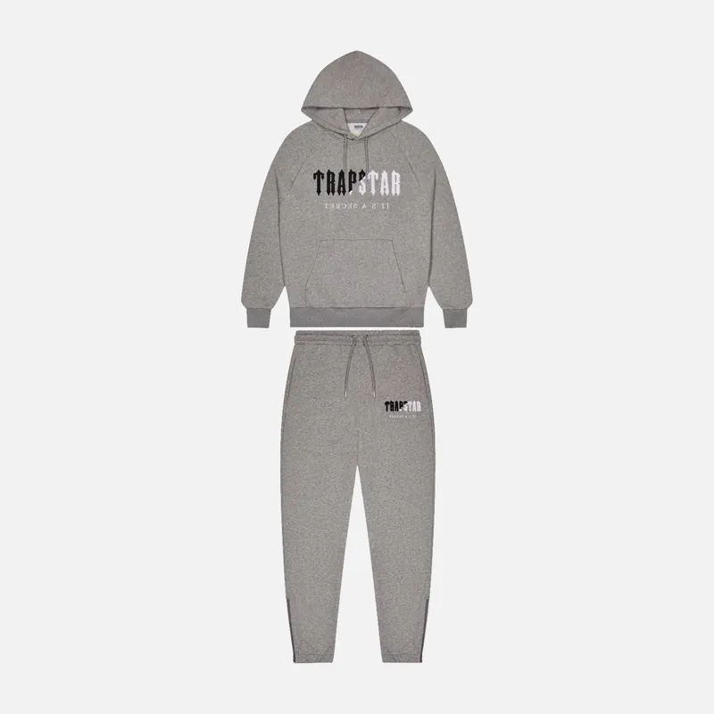 Trapstar Chenille Decoded Hooded Tracksuit - Grey / Black