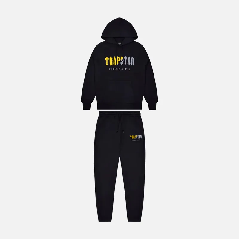 Trapstar Chenille Decoded Hooded Tracksuit - Black / Yellow