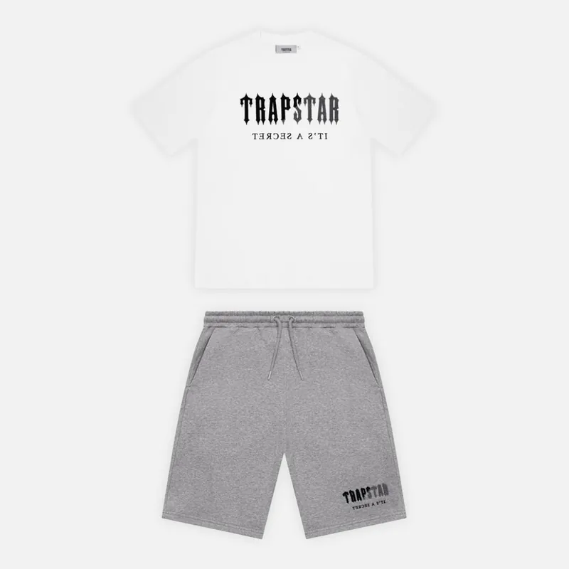 Trapstar Chenille Decoded Short Set - White / Grey
