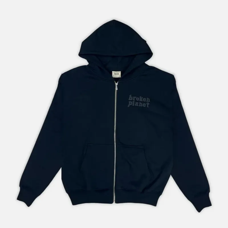 Preloved Broken Planet Market Basics Zip Up Hoodie - Midnight Black