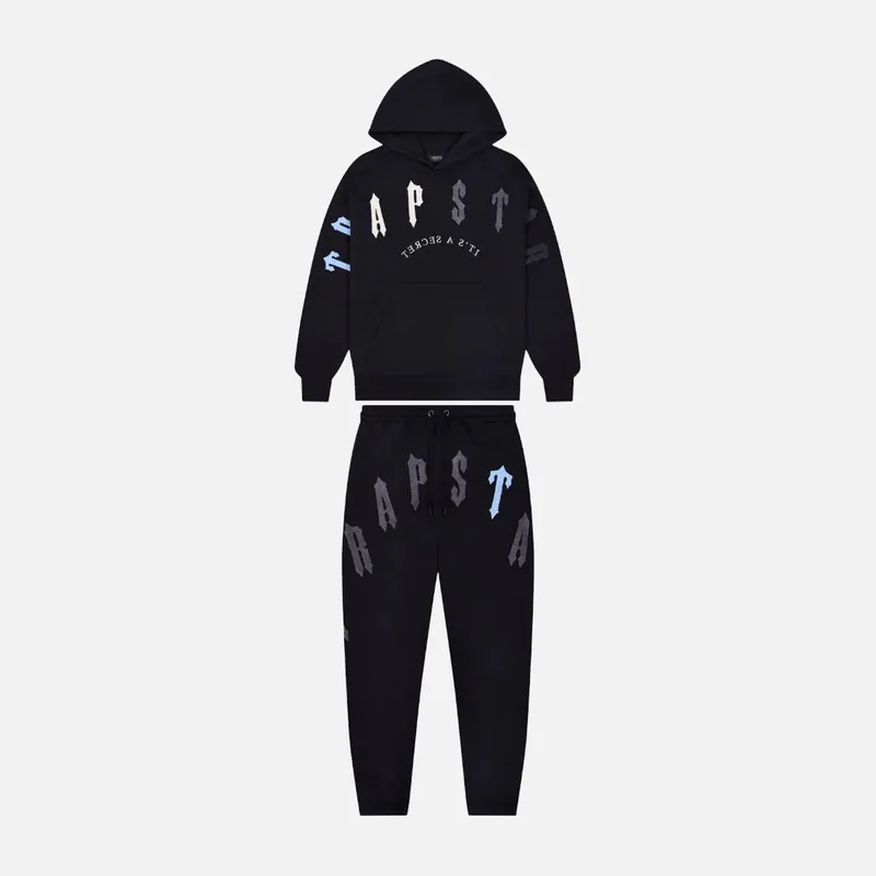 Trapstar Irongate Arch Chenille 2.0 Hooded Tracksuit - Black / Ice Blue