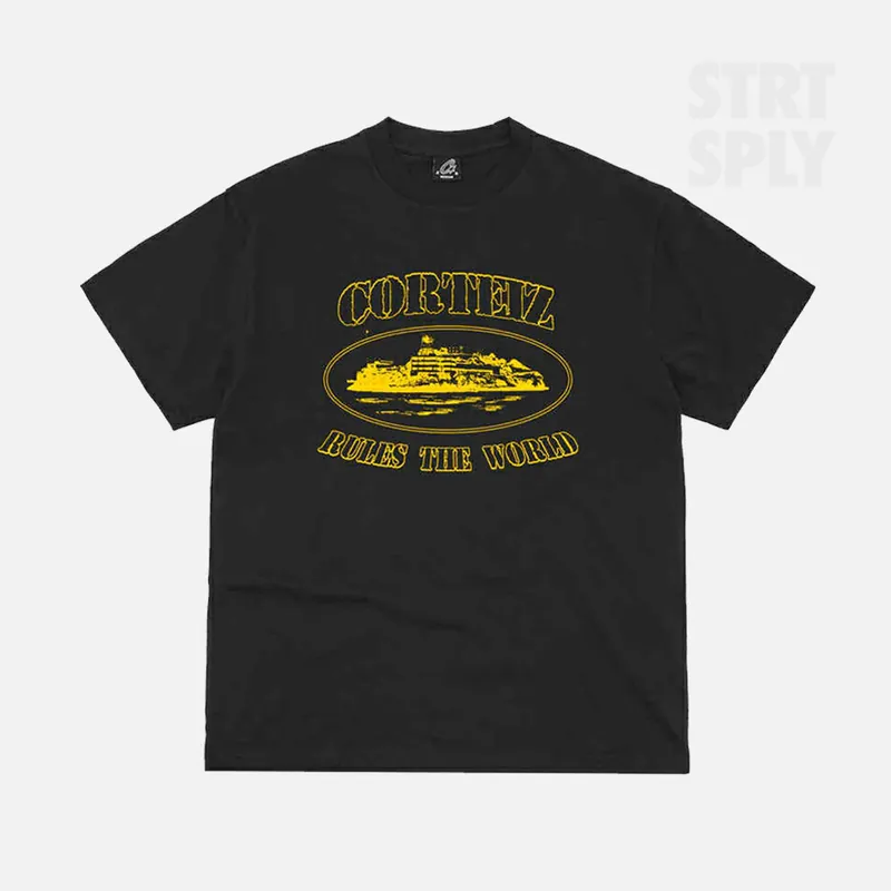 Corteiz RTW OG Alcatraz T-Shirt - Black / Yellow