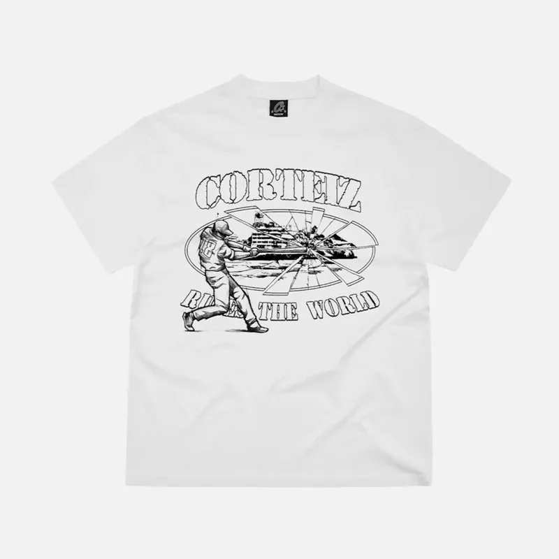 Preloved Corteiz RTW Alcatraz Baseball T-Shirt - White / Black