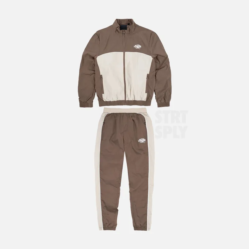 Syna World Logo Shell Tracksuit - Brown /Beige