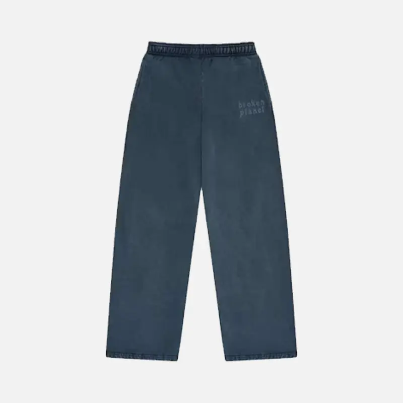 Broken Planet Basics Wide Leg Bottoms - Washed Outerspace Blue