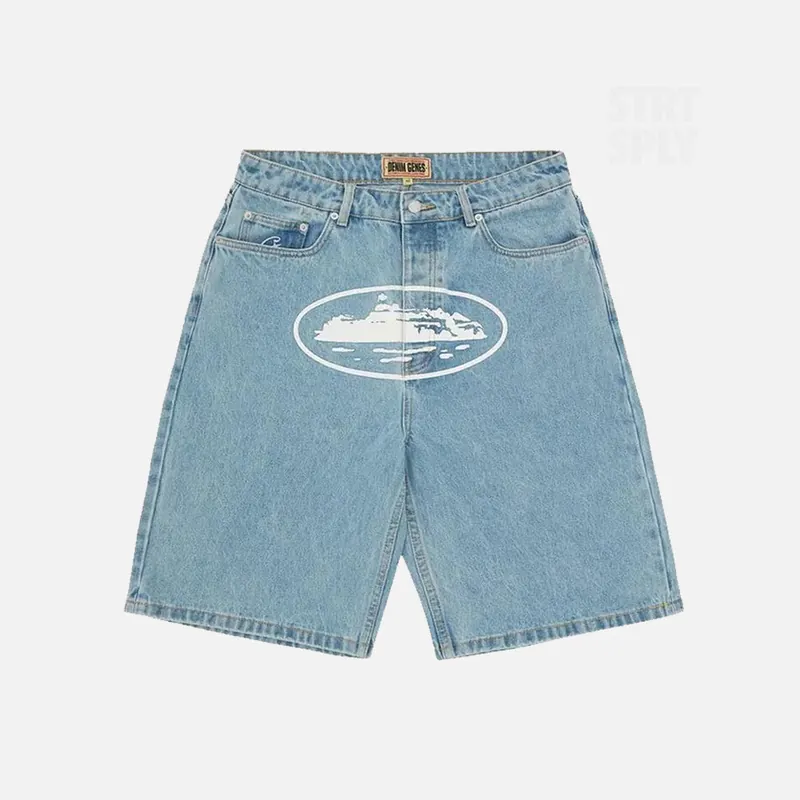 Corteiz RTW Baggy Denim Shorts - Stonewash
