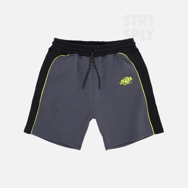 Syna World Team Pipe Shorts - Black / Grey / Volt Green
