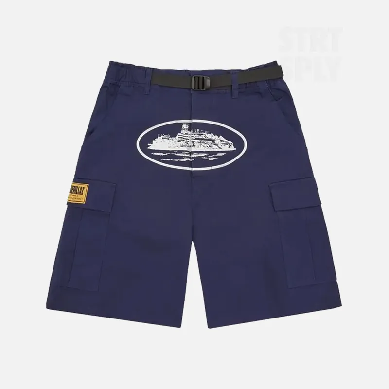 Corteiz RTW OG Alcatraz Cargo Shorts - Navy