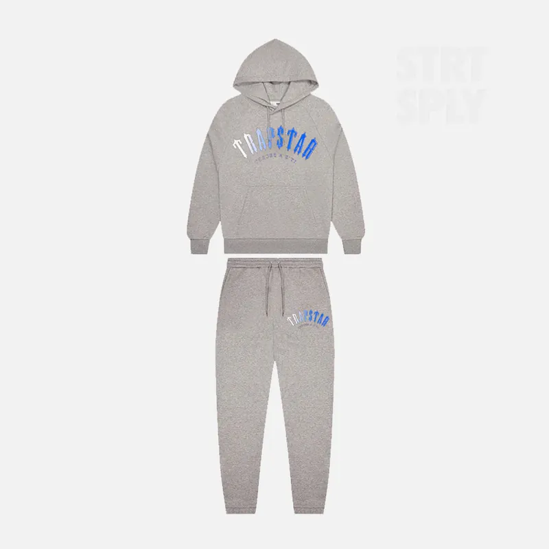 Trapstar Irongate Arch Fade Hooded Tracksuit - Grey / Blue