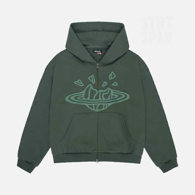 Broken Planet Zip-Up Hoodie - Emerald Green