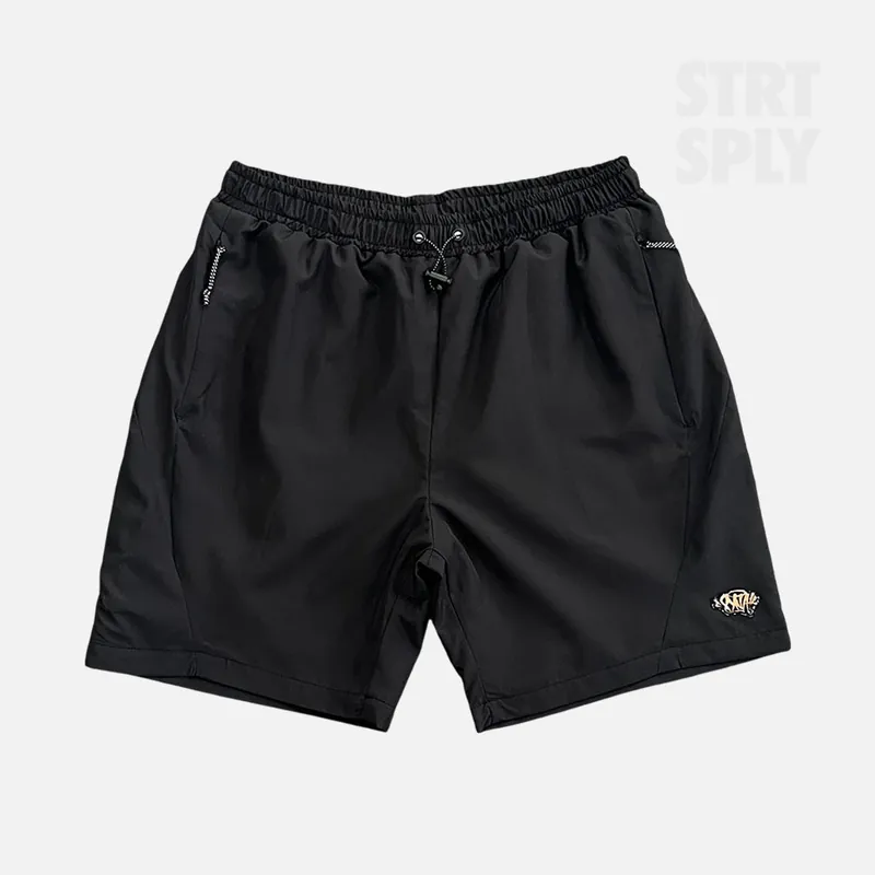 Syna World Vortex Woven Shorts - Black / Rose Gold