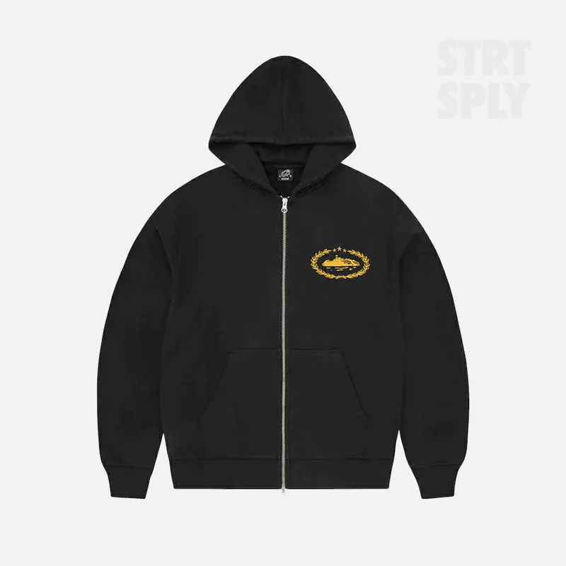 Corteiz RTW Superior Royale Zip Hoodie - Black / Yellow