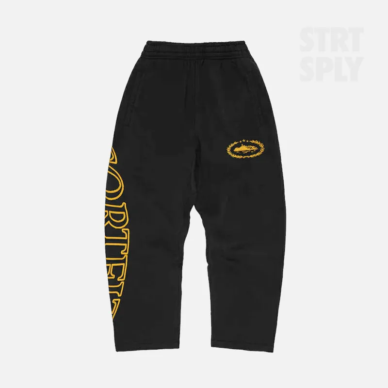 Corteiz RTW Superior Royale Open Hem Pant - Black / Yellow