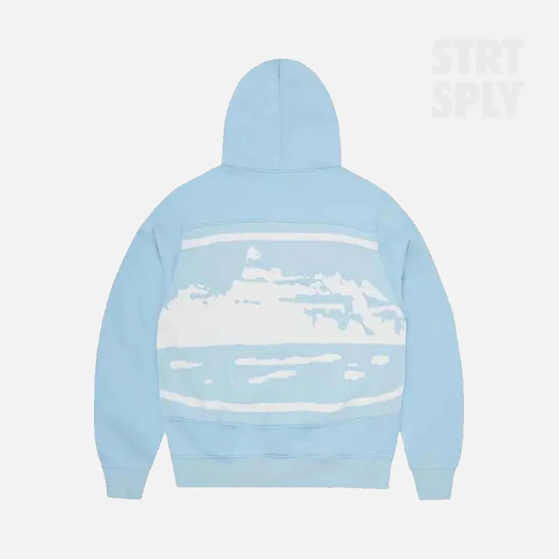 Corteiz RTW Alcatraz Mixed Panel Zip-Up Hoodie - Baby Blue