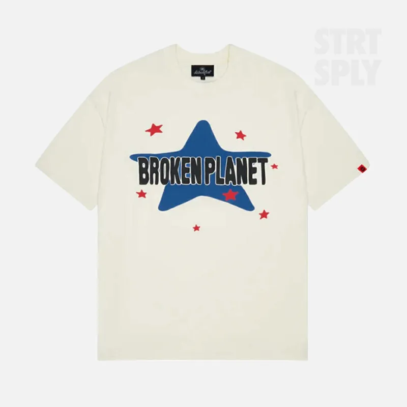 Broken Planet Star T-Shirt - Vanilla White