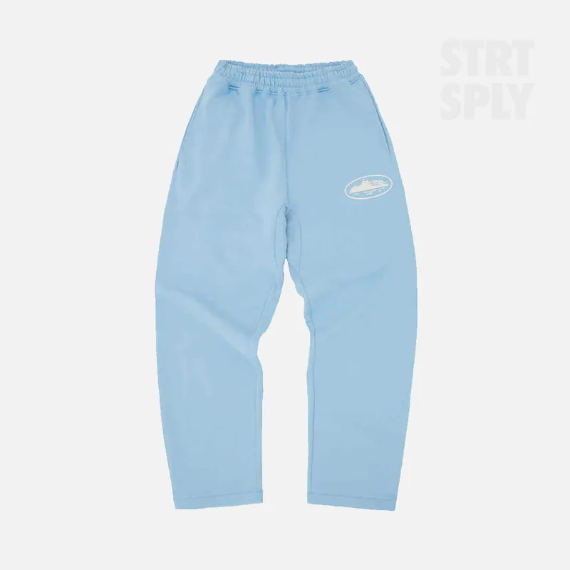 Corteiz RTW Island Puff Print Open Hem Pant - Baby Blue