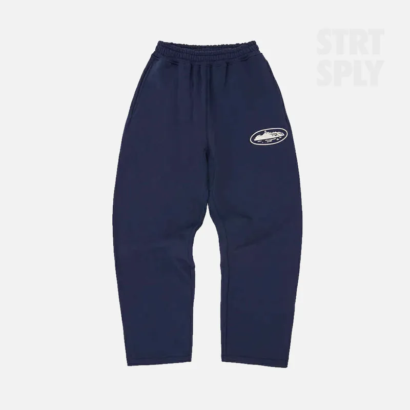 Corteiz RTW Island Puff Print Open Hem Pant - Navy