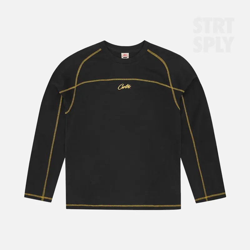 Corteiz RTW HMP Panel Heavyweight LS T-Shirt - Black / Yellow