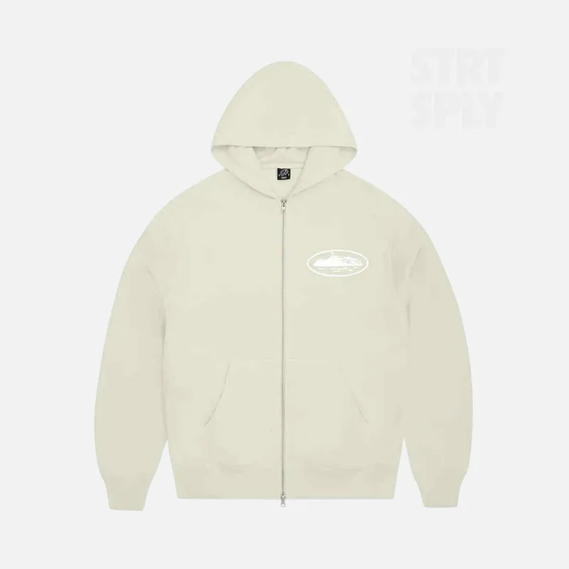 Corteiz RTW Island Puff Print Zip Hoodie - Off White