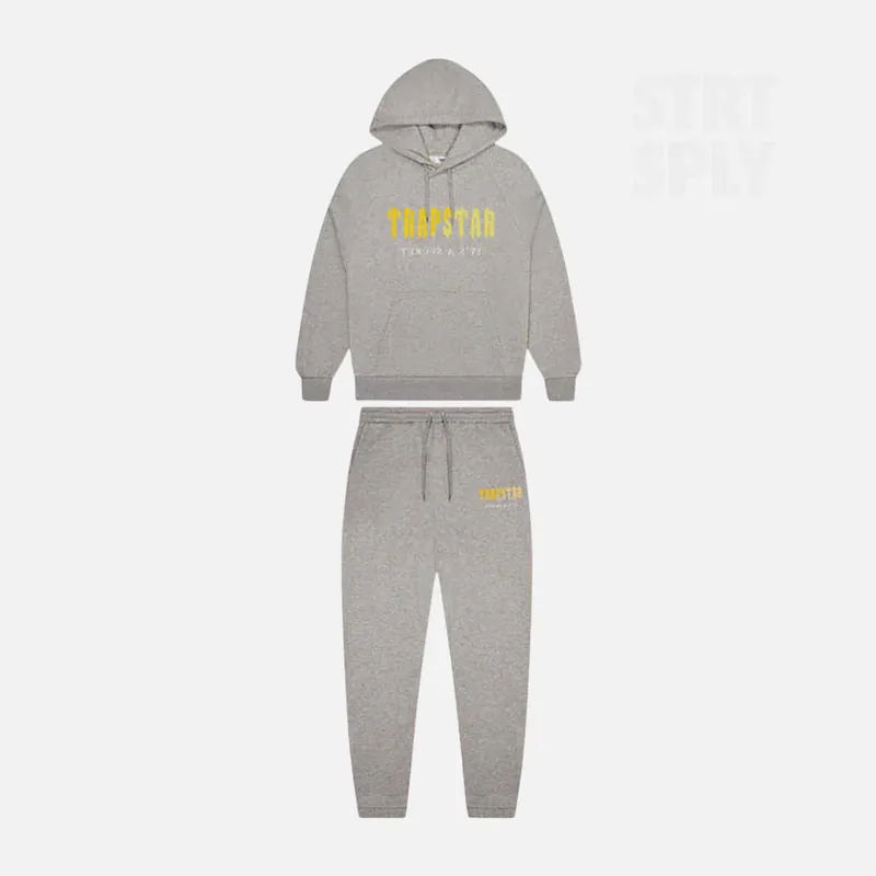 Trapstar Chenille Decoded Hooded Tracksuit - Grey / Yellow