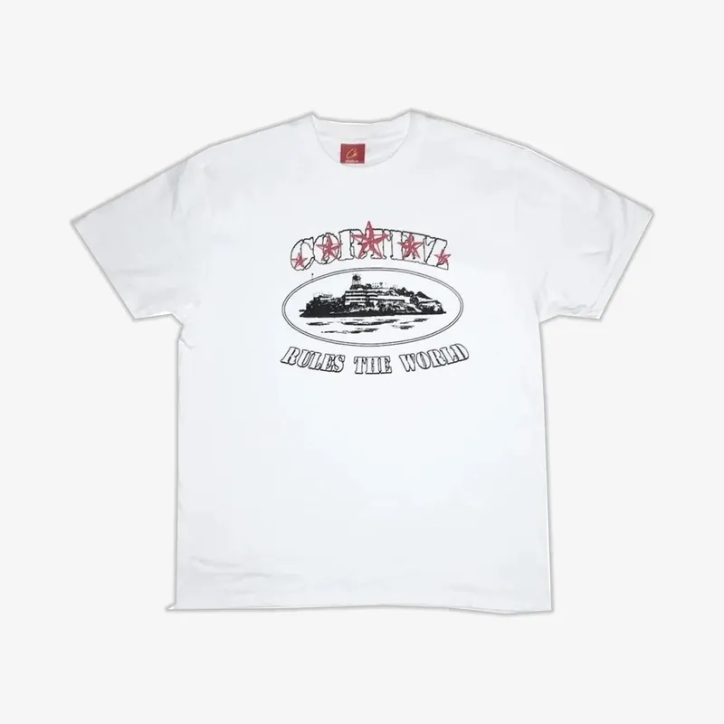 Preloved Corteiz RTW Alcatraz 5 Starz T-Shirt - White / Red