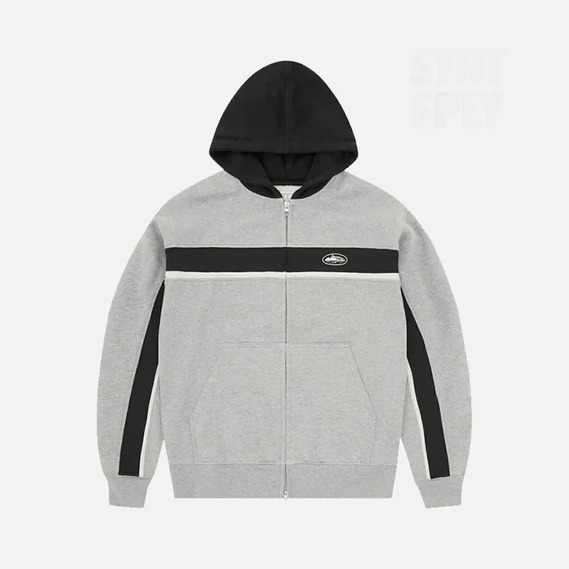 Corteiz RTW Ribbed Sporteiz Zip Hoodie - Heather Grey