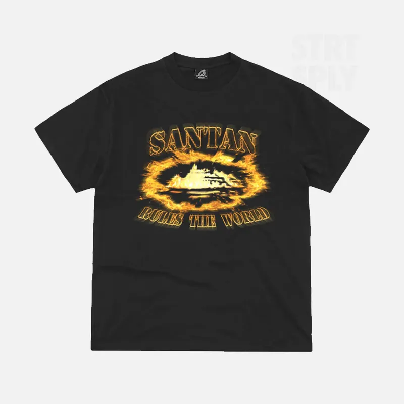 Corteiz RTW x Dave Alcatraz T-Shirt - Black / Orange Flame