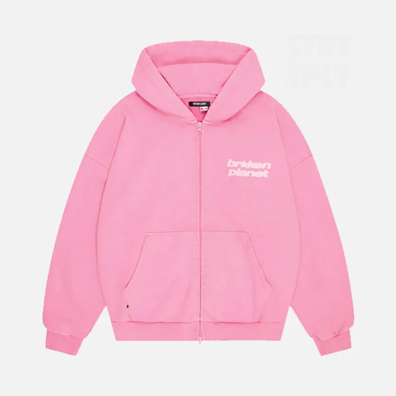 Broken Planet Star Logo Zip-Up Hoodie - Candy Pink