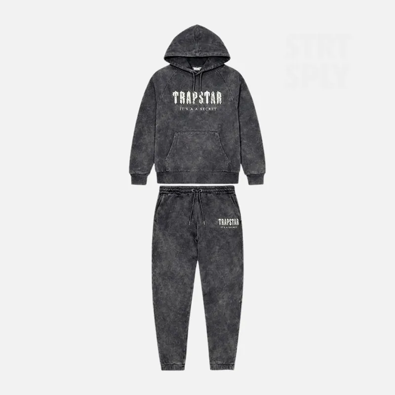 Trapstar Chenille Decoded Hooded Tracksuit - Grey Enzyme