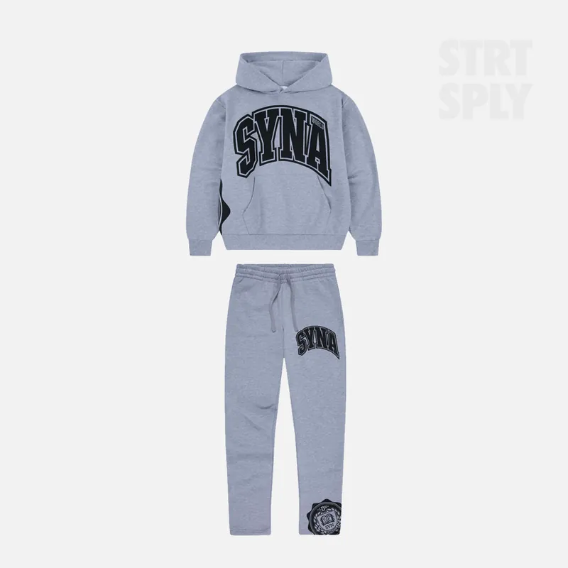 Preloved Syna World College Logo Tracksuit - Grey / Black