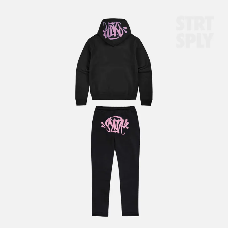 Preloved Syna World Logo Tracksuit - Black / Pink