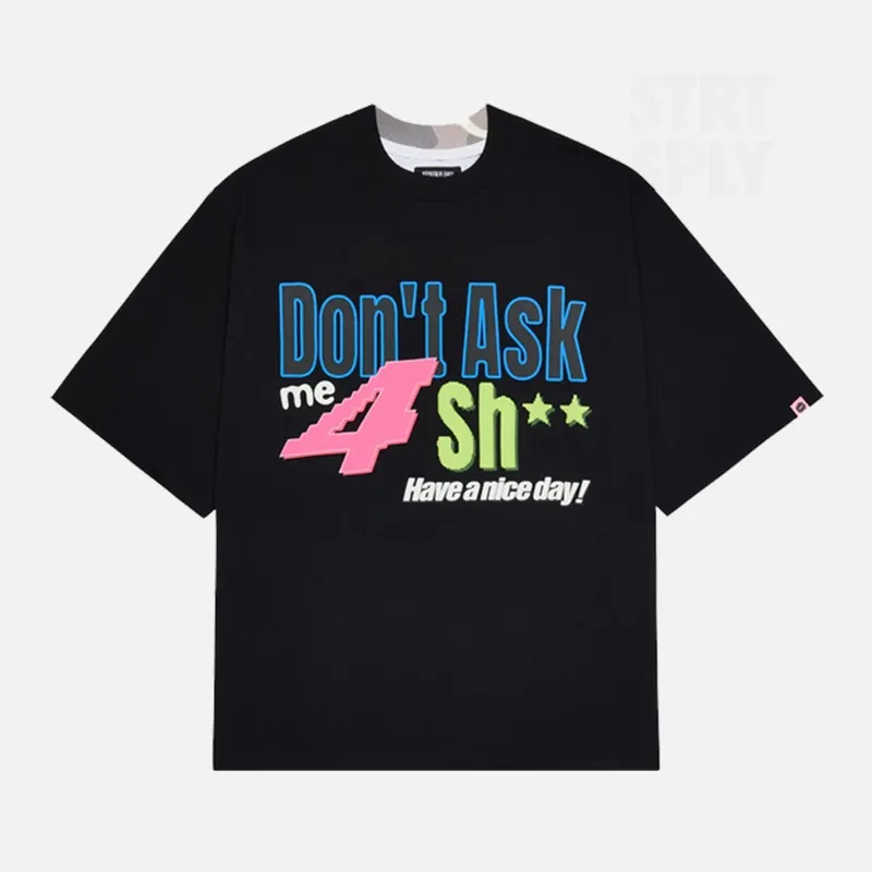 Broken Planet Don't Ask Me Split T-Shirt - Midnight Black / Snow Camo