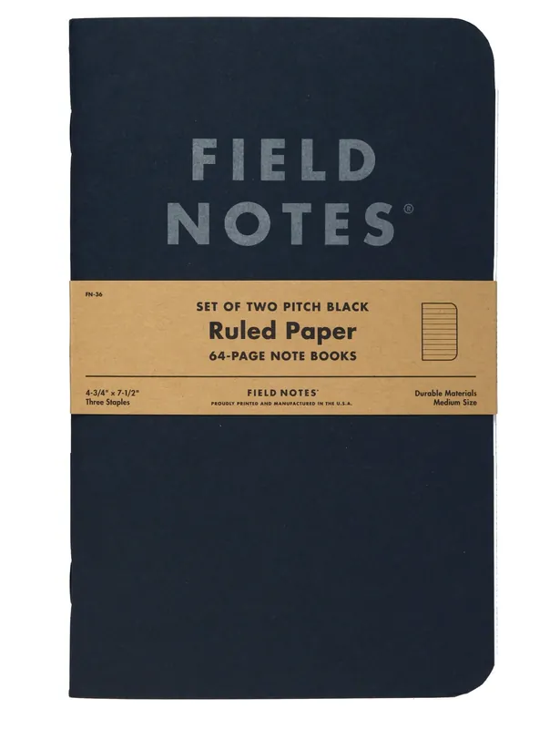 Pitch Black Large Notebook - Ruled Paper
