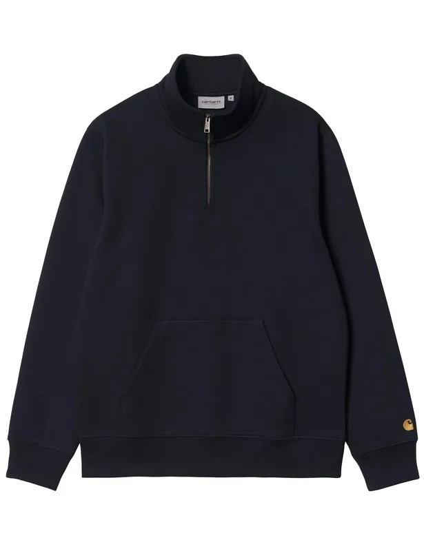 Chase Zip Neck Sweatshirt - Dark Navy/Gold