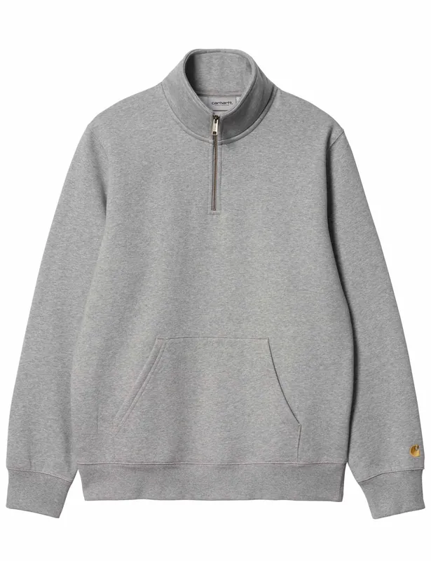 Chase Zip Neck Sweatshirt - Grey Heather/Gold