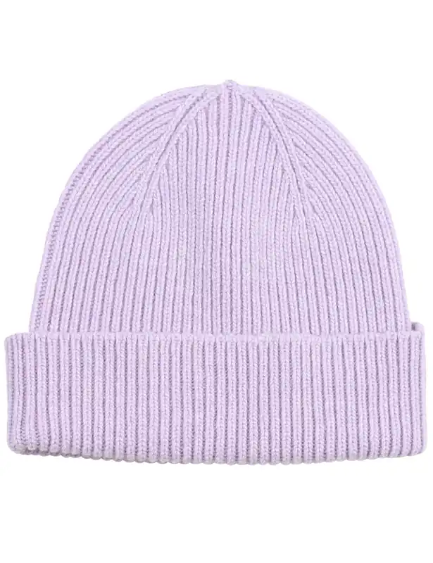 Merino Wool Beanie Hat - Soft Lavender