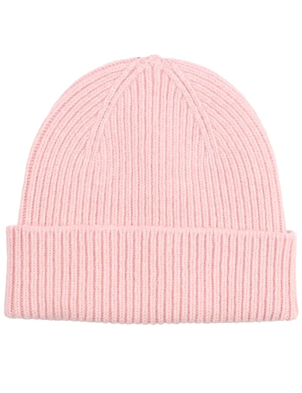 Merino Wool Beanie Hat - Faded Pink