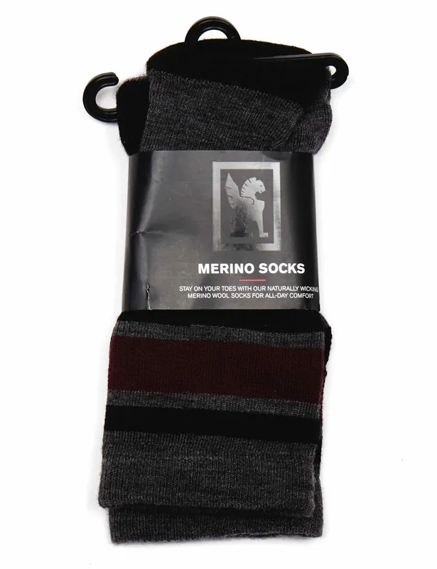 Merino Stripe Sock - Charcoal/Andorra