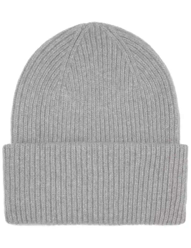 Merino Wool Chunky Beanie Hat - Grey Heather